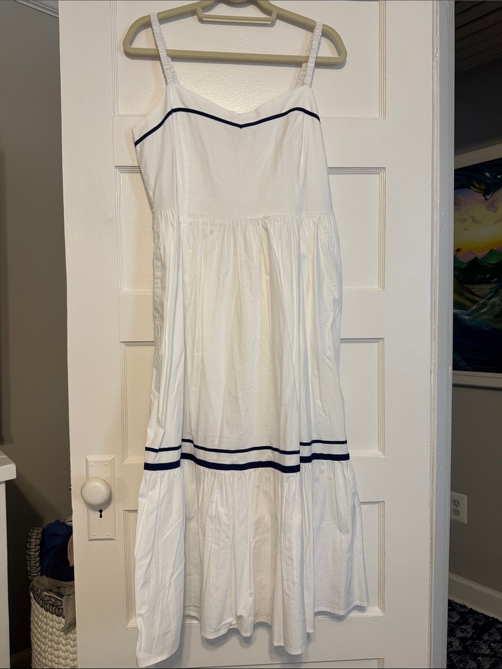 J. Crew NWT White Sundress with Navy Trim size 12